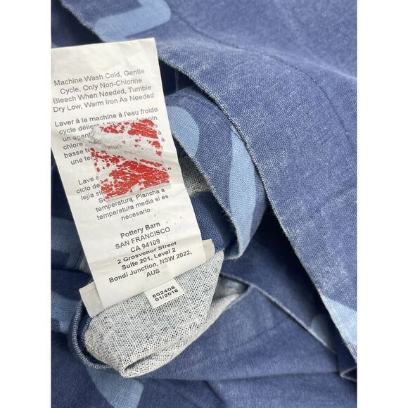 Pottery Barn Euro Pillow Sham Blue Trisha Geo Cotton Linen - Picture 3 of 6